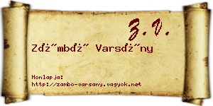Zámbó Varsány névjegykártya